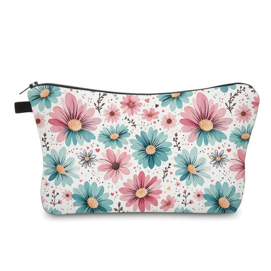 Pouch - Floral Pink Blue Daisy