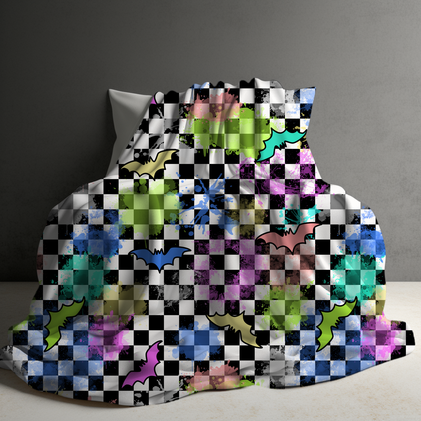 Blanket Halloween #24 - Rainbow Bat Checker