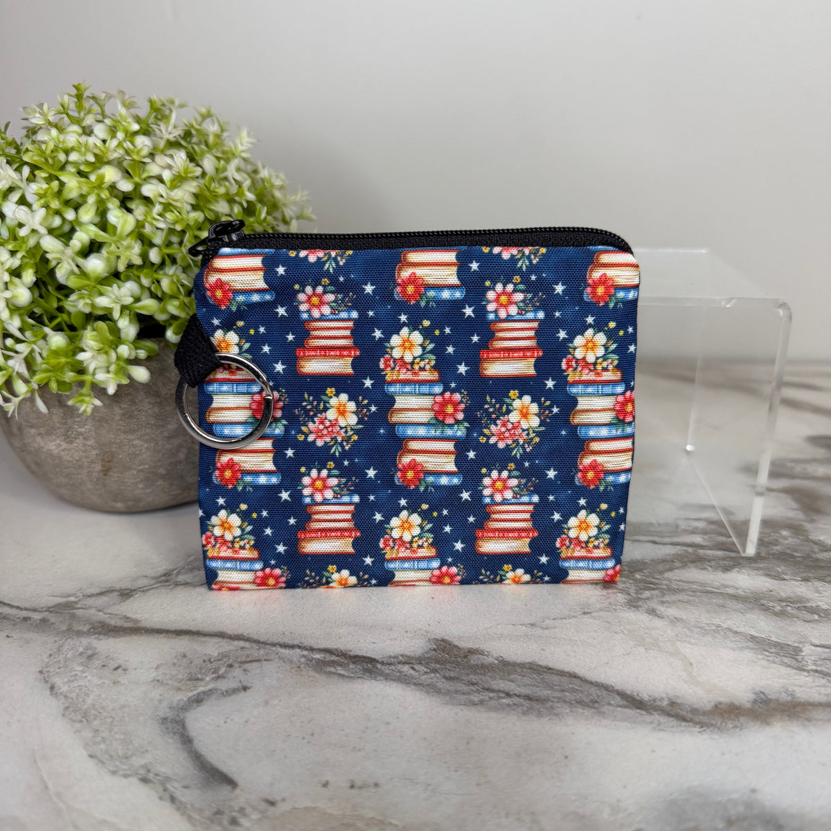 Mini Pouch - Floral Navy Books