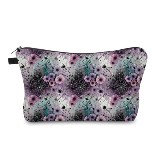 Pouch - Halloween Fall - Spider Web Floral Purple Pink Teal