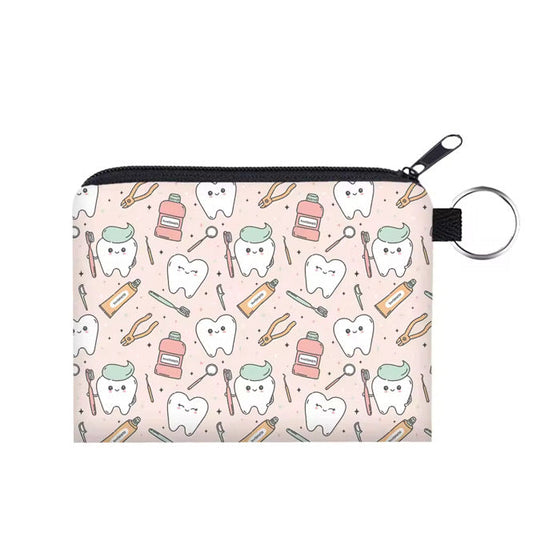 Mini Pouch - Tooth Dental Hygine on Pink