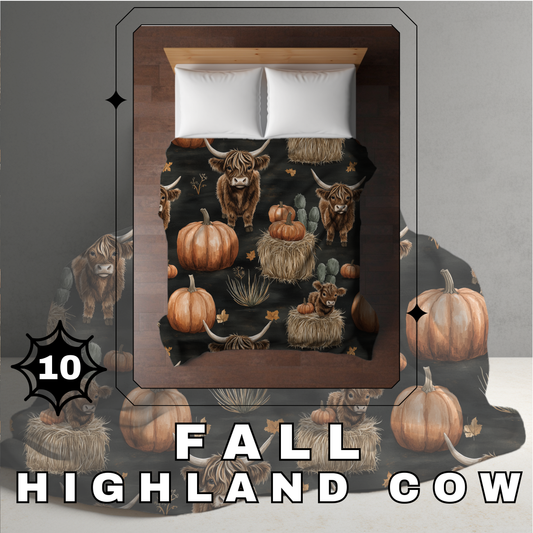 Blanket Halloween #10 - Fall Highland Cow