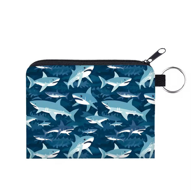 Mini Pouch - Sharks On Blue