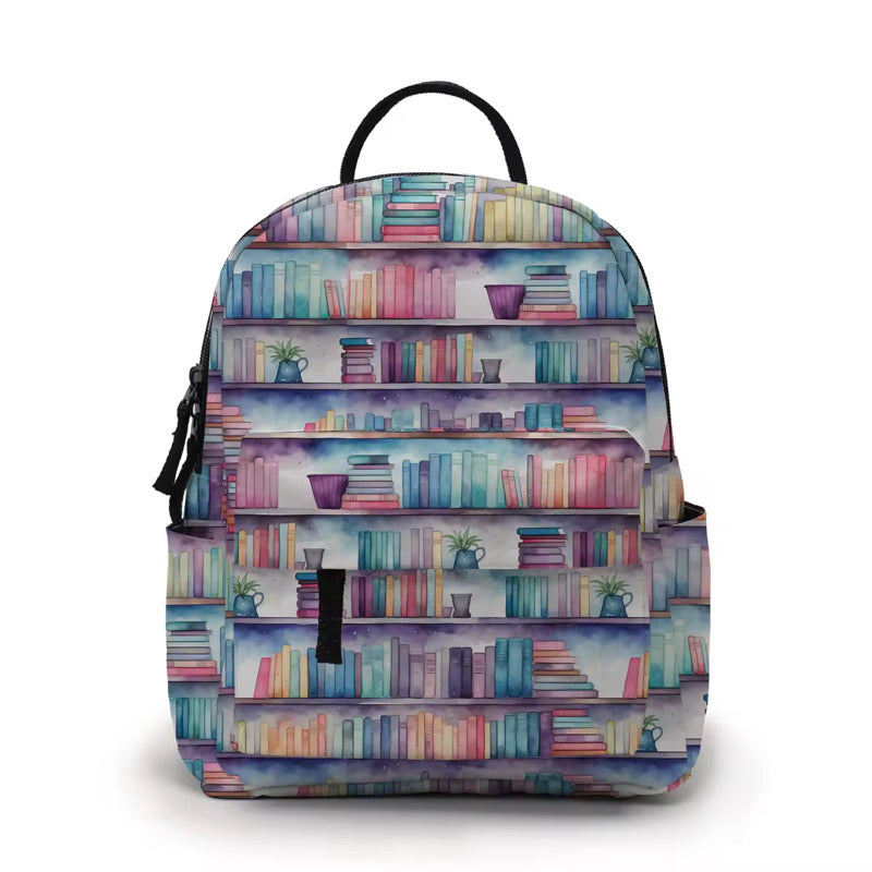 Mini Backpack - Watercolor Book Shelves
