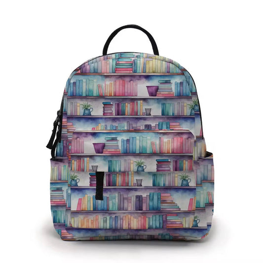 Mini Backpack - Watercolor Book Shelves