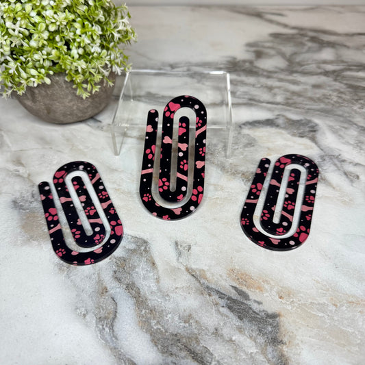 Jumbo Paperclip - Blue Pink Dog Paw Heart