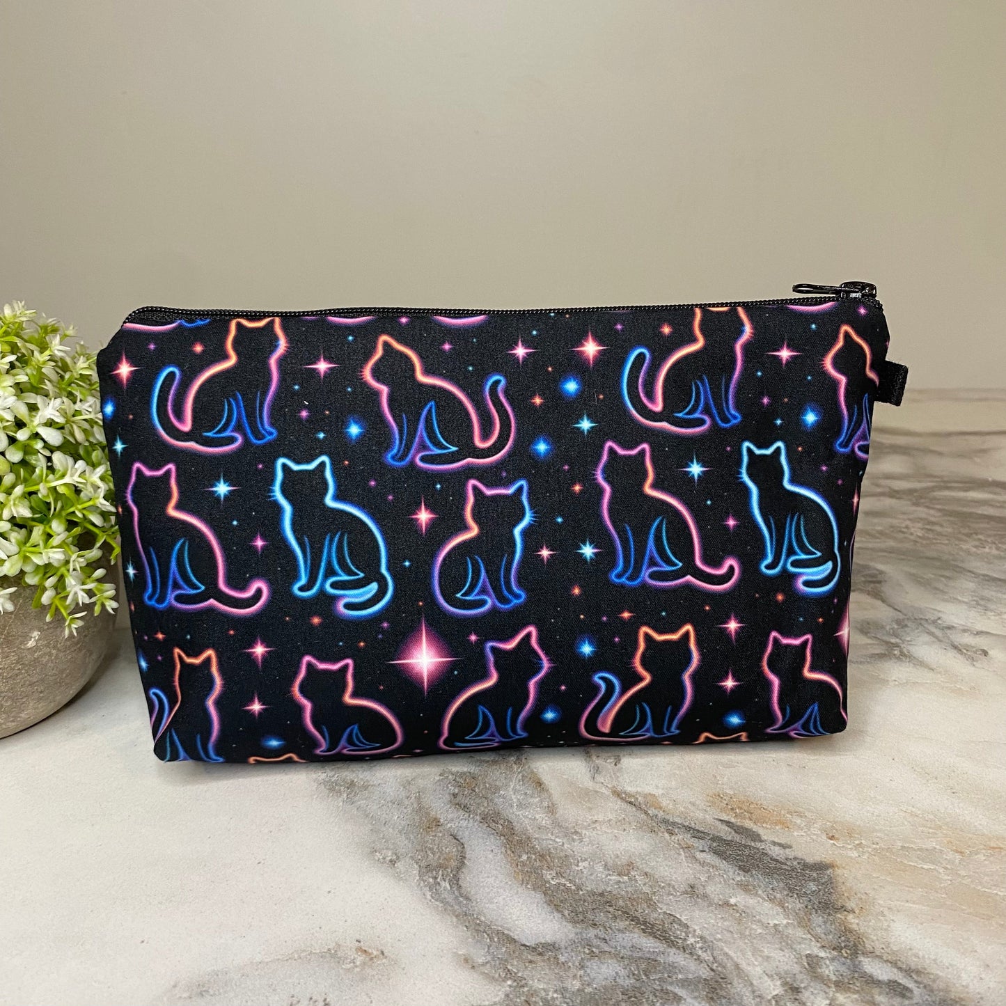 Pouch - Halloween Fall - Neon Cat Outline