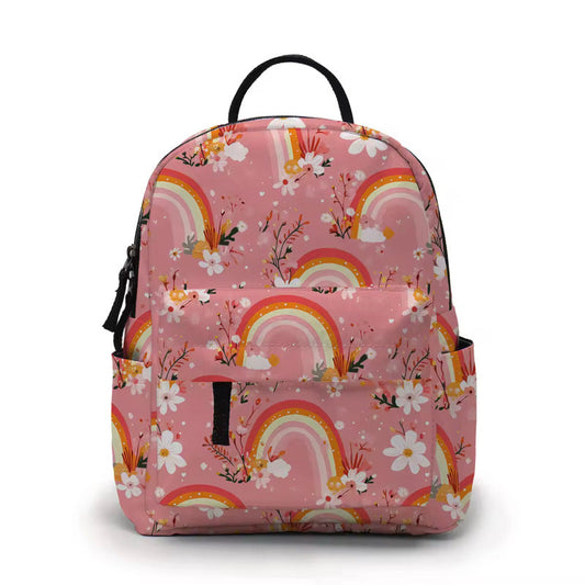Mini Backpack - Rainbow Floral Yellow Orange Pink