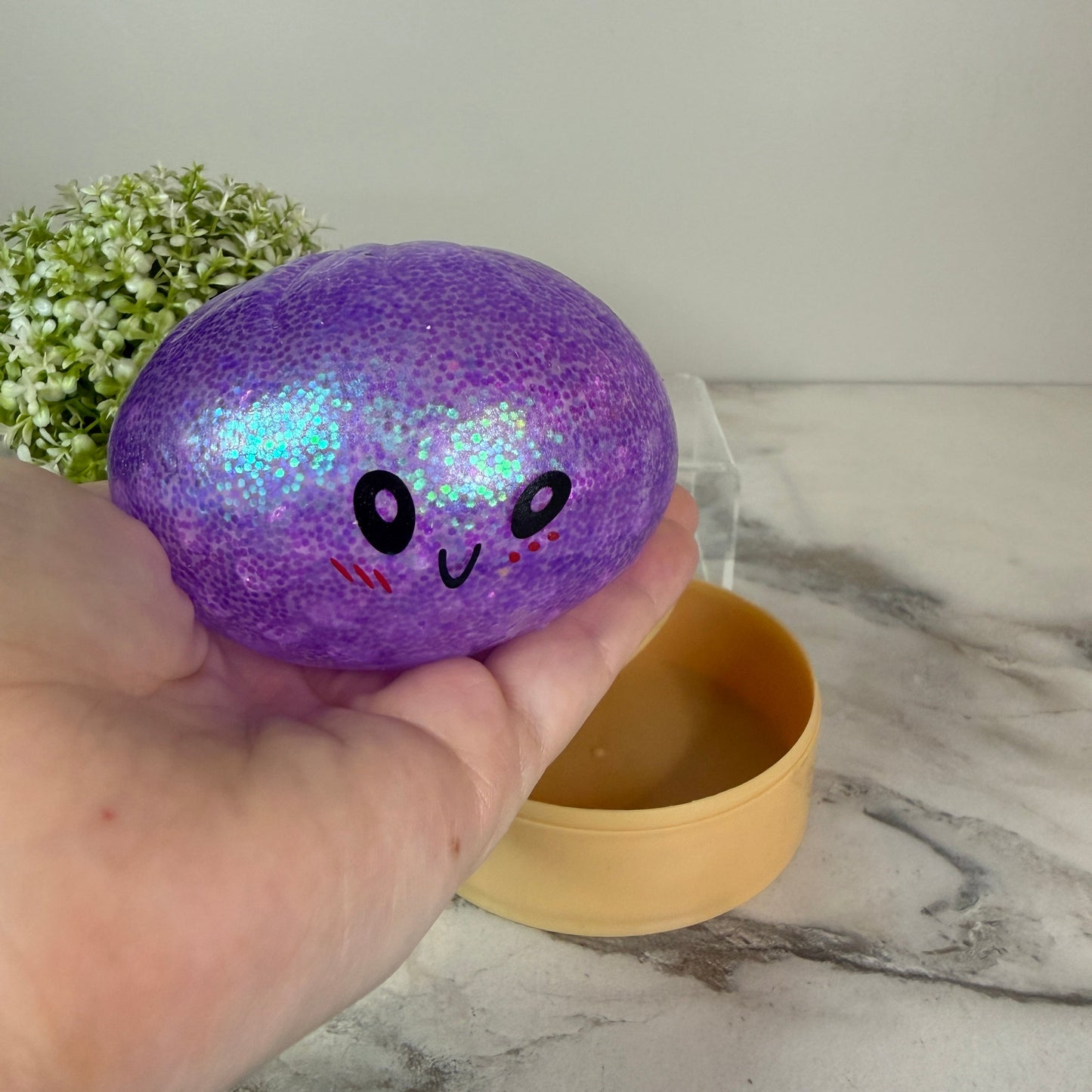Squishy Toy - Viral Dumpling, Purple Glitter + Water Beads