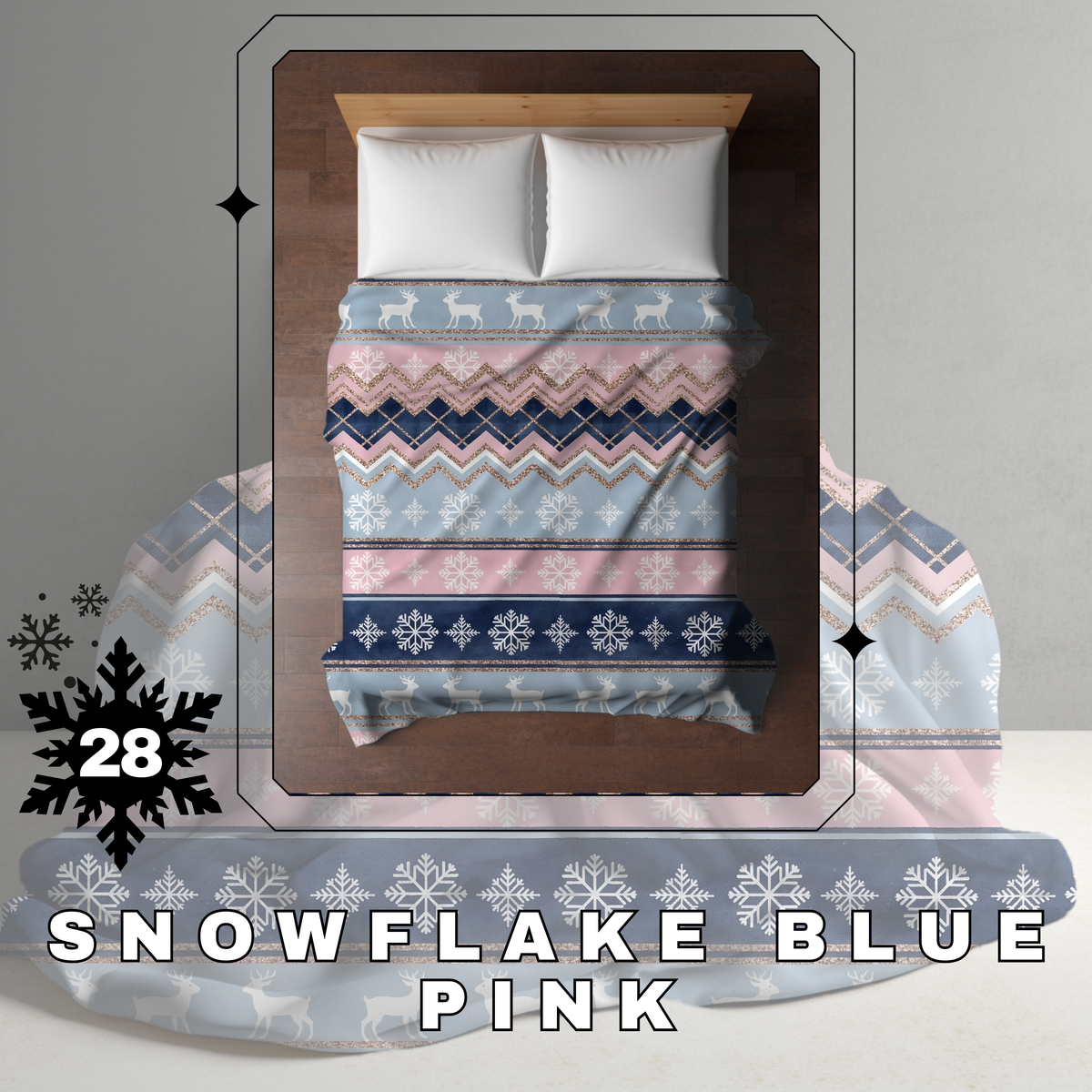 Blanket Christmas #28 - Snowflake Blue Pink - PREORDER