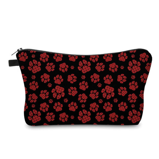 Pouch - Christmas Black Red Plaid Paw