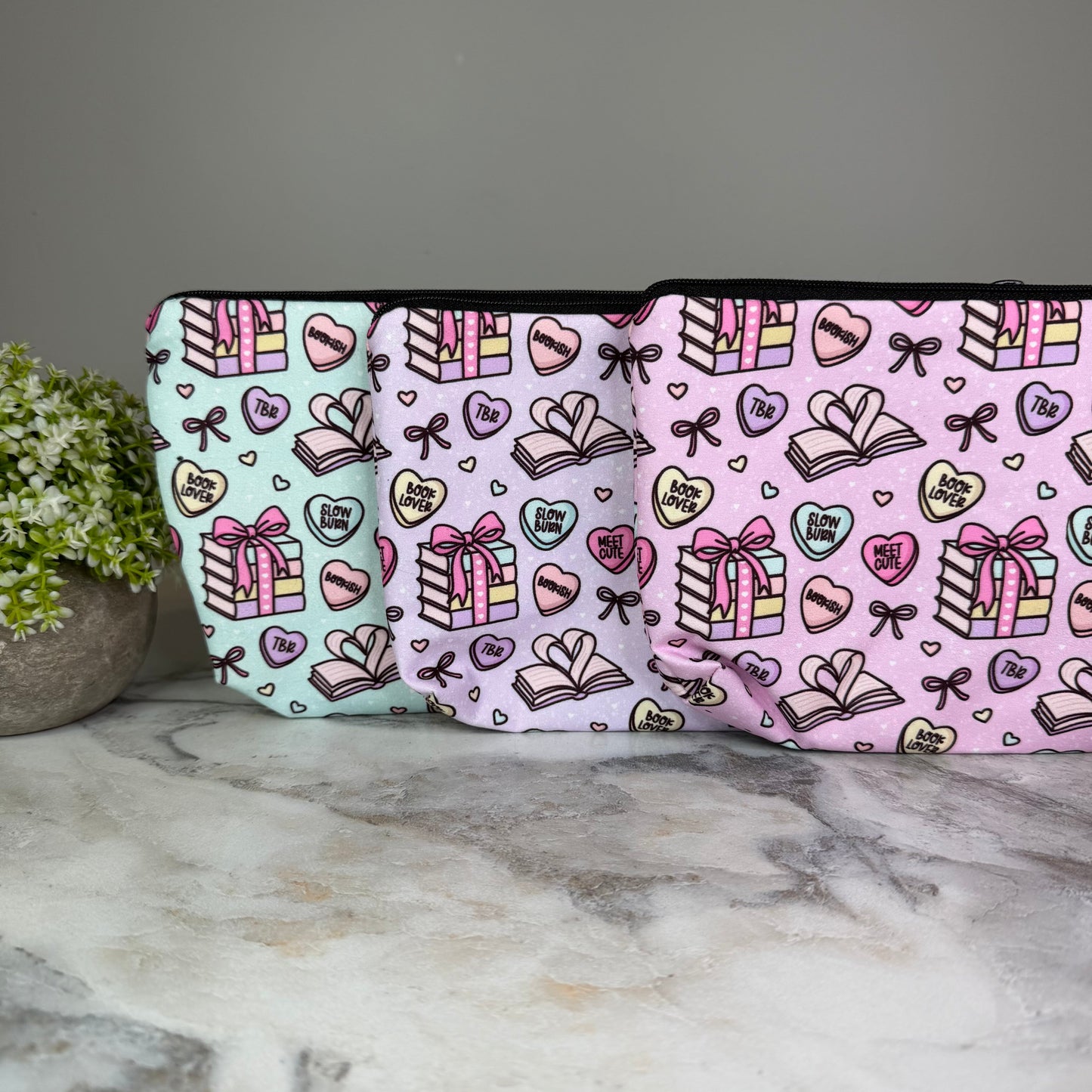 Pouch - Book Heart Romance TBR, Purple Lavender