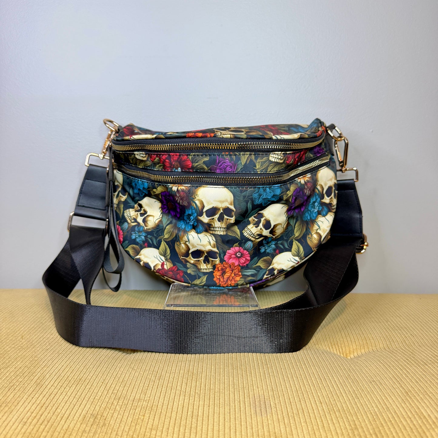 The Roni Nylon Crossbody - Halloween Fall Skull Floral