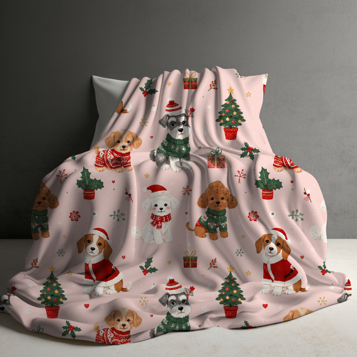 Blanket Christmas #36 - Pink Dogs - PREORDER