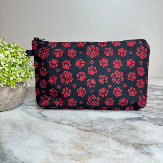 Pouch - Christmas Black Red Plaid Paw