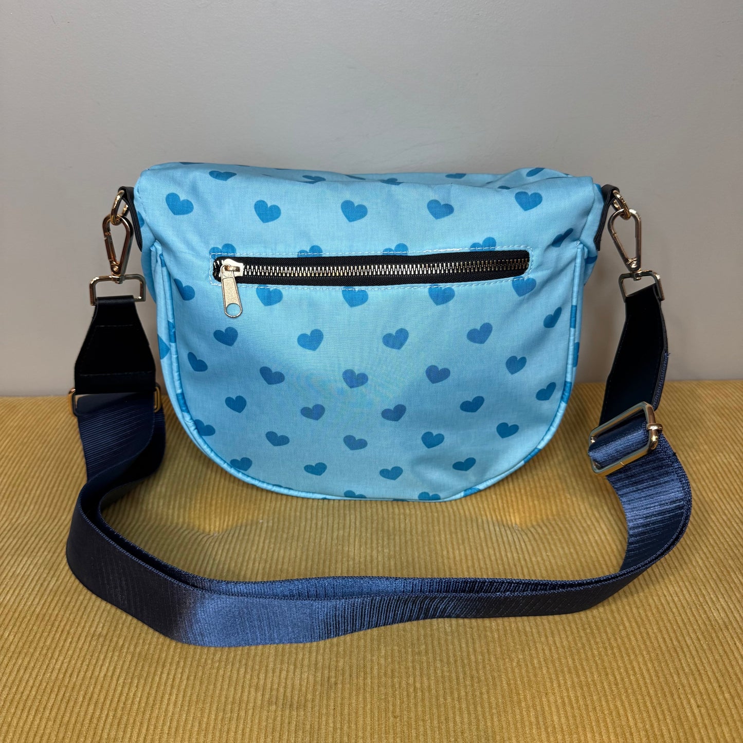 The Roni Nylon Crossbody - Light Blue Hearts