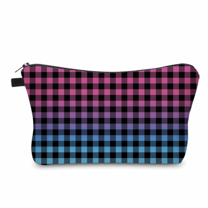 Pouch - Plaid Black & Ombre Pink Purple Blue