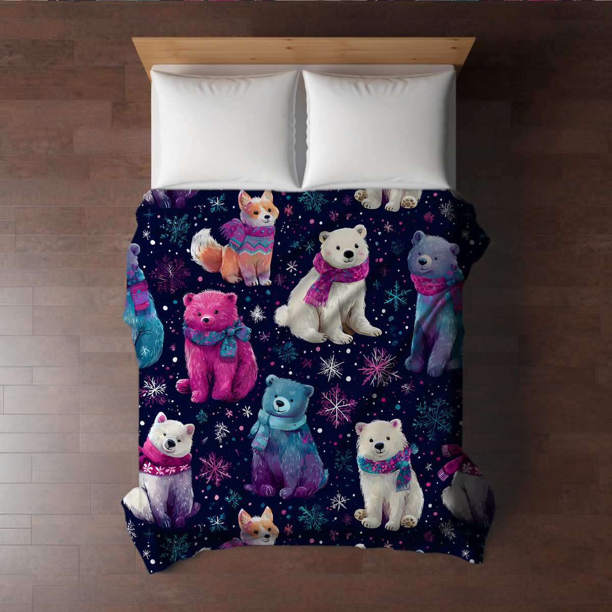 Blanket Christmas #44 - Pink & Purple Polar Bear - PREORDER