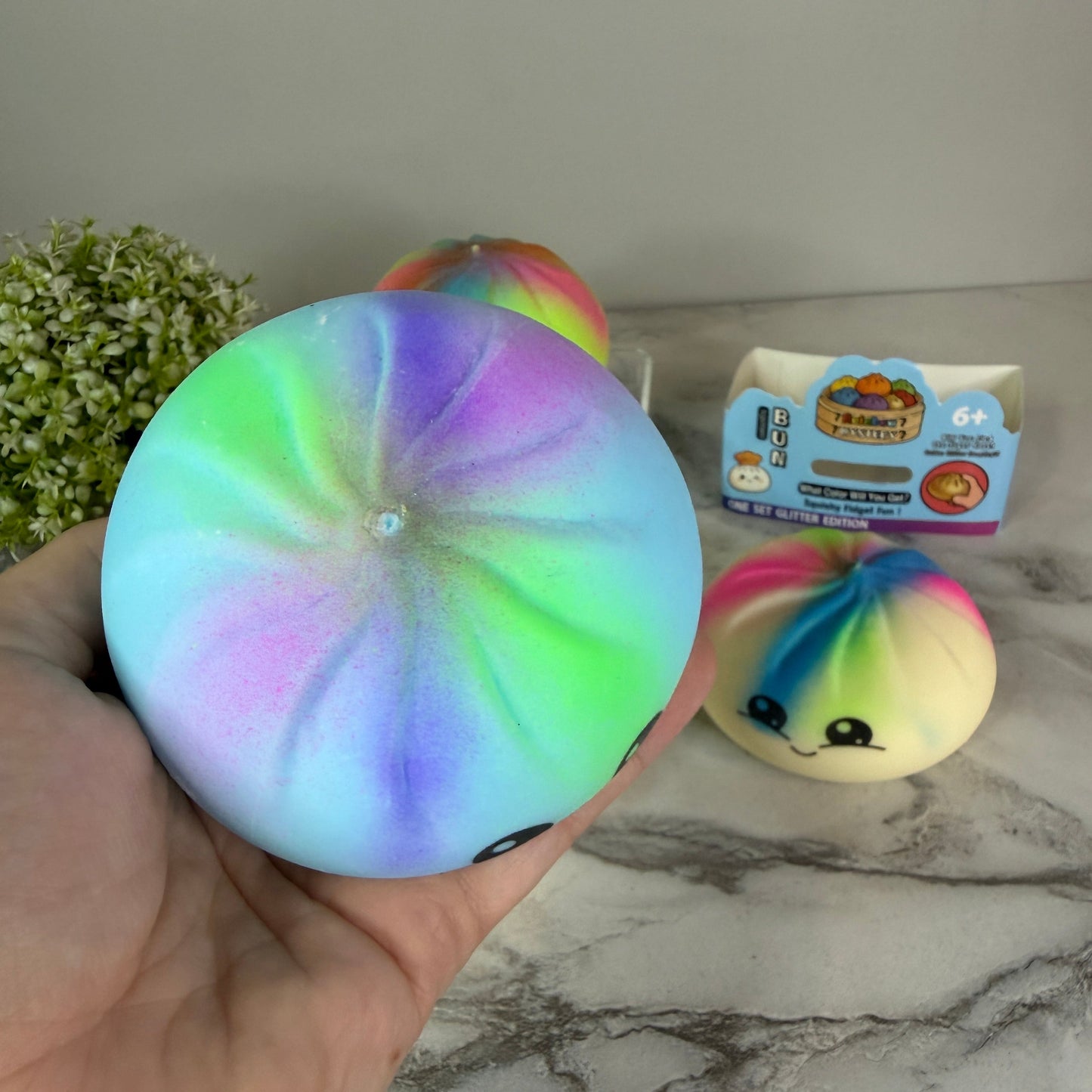 Squishy Toy - Viral Dumpling, Multi Color Spray Paint  + New Face