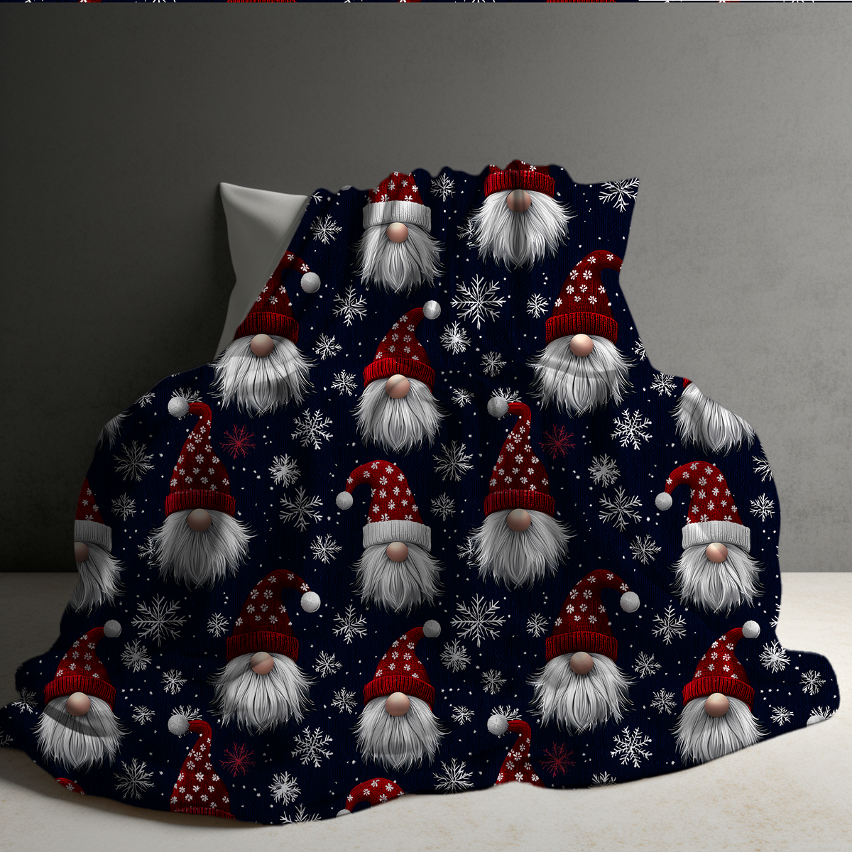 Blanket Christmas #27 - Navy Red Gnomes - PREORDER
