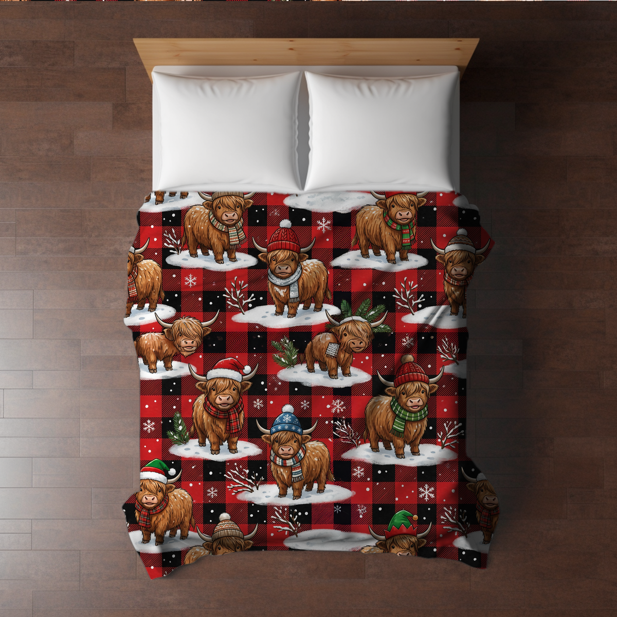 Blanket Christmas #18 - Plaid Highland Cow - PREORDER