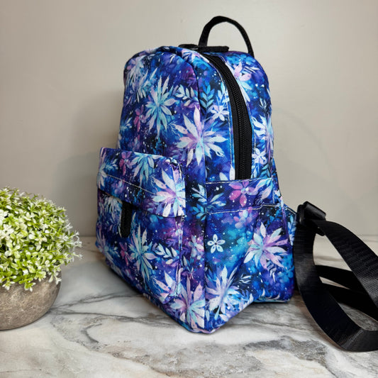 Mini Backpack - Christmas Blue Purple Snowflake