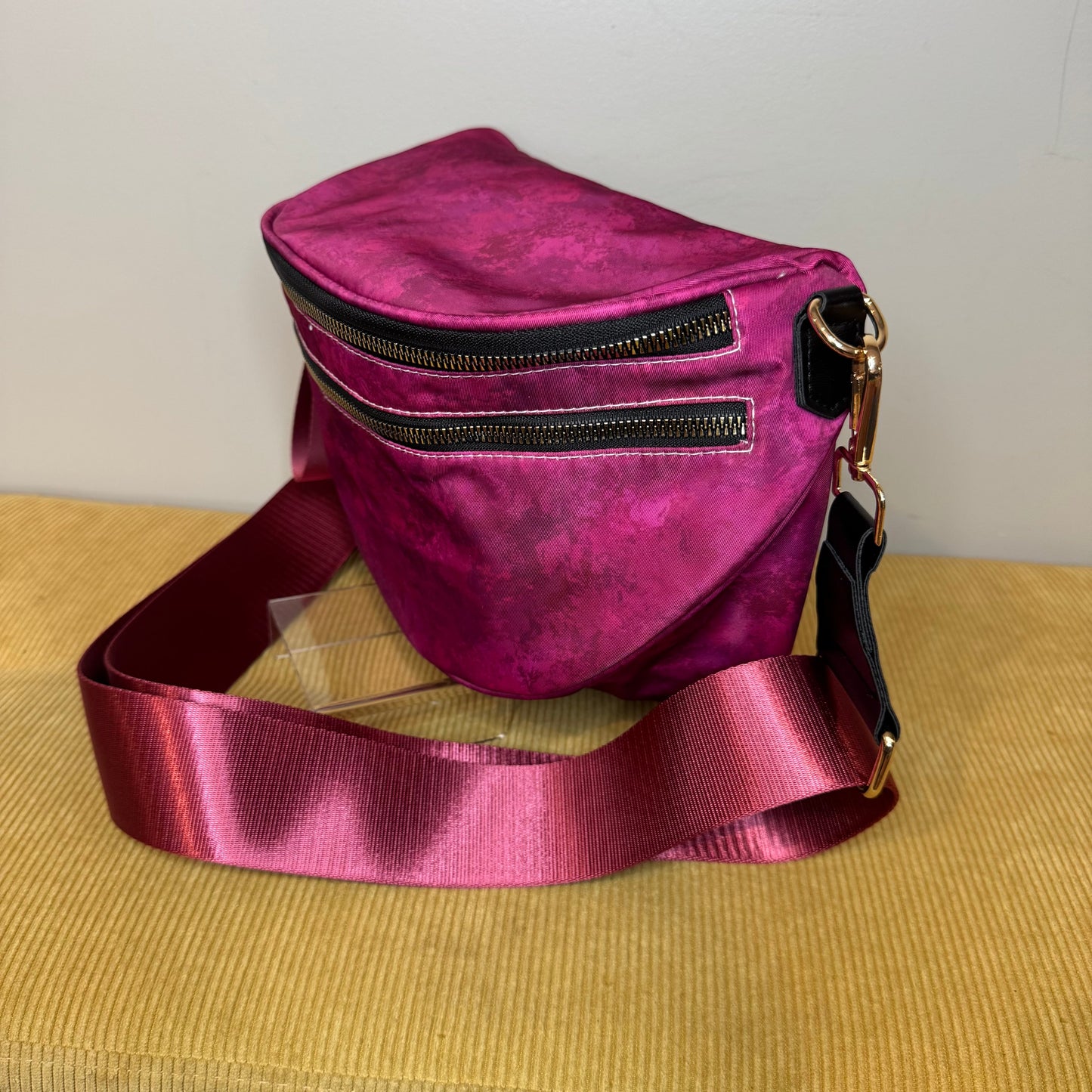 The Roni Nylon Crossbody - Maroon Acid Wash