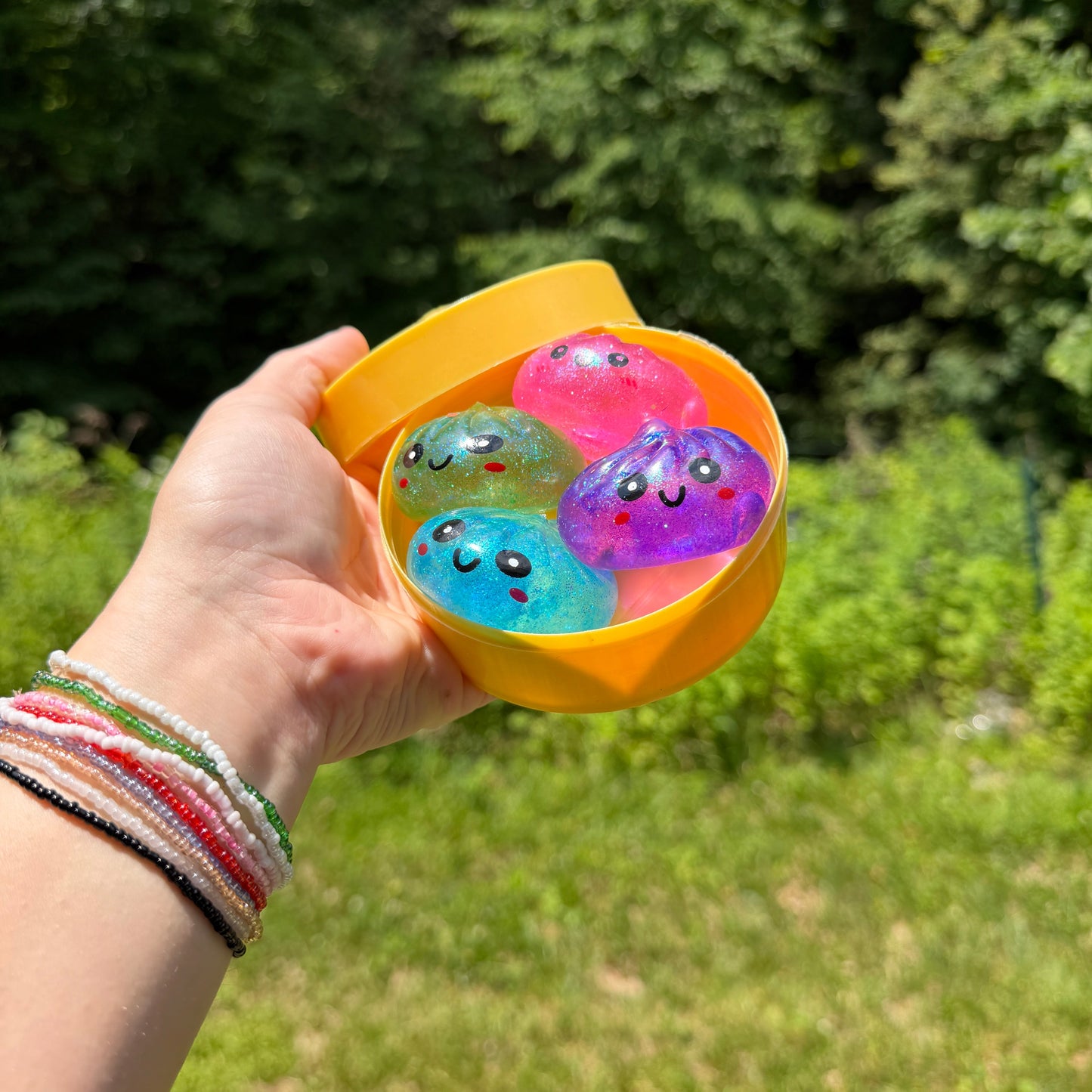 Squishy Toy - Mini Dumpling, Slow Rise Glitter - 4 PACK!
