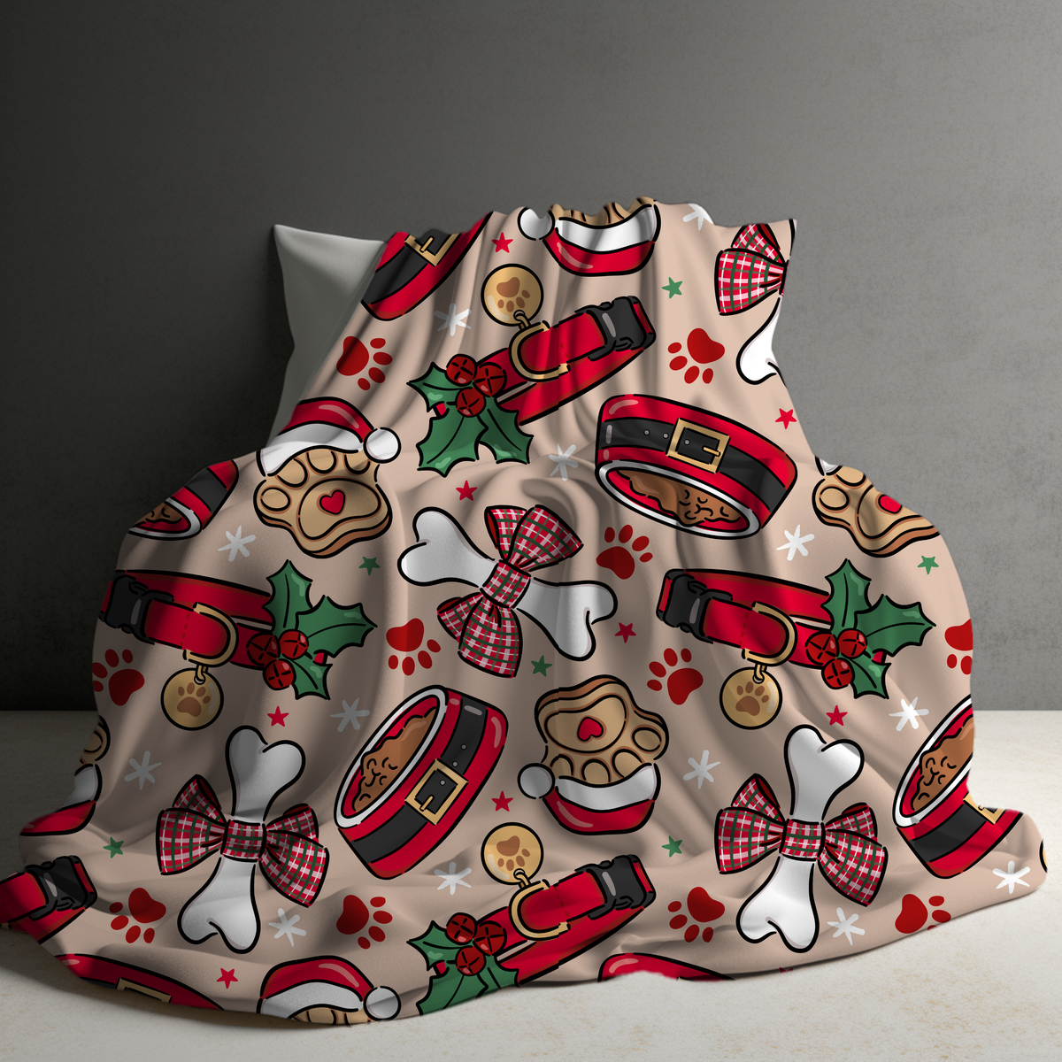 Blanket Christmas #16 - Dog Paw Bone & Bowl - PREORDER