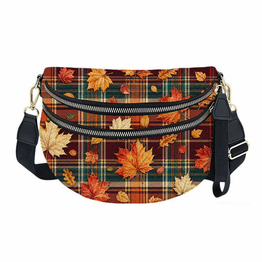 The Roni Nylon Crossbody - Fall Plaid Leaves