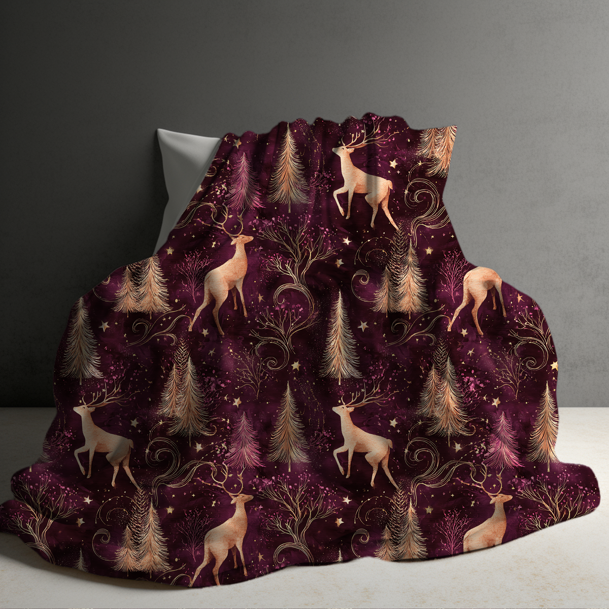 Blanket Christmas #25 - Maroon Swirl Deer - PREORDER
