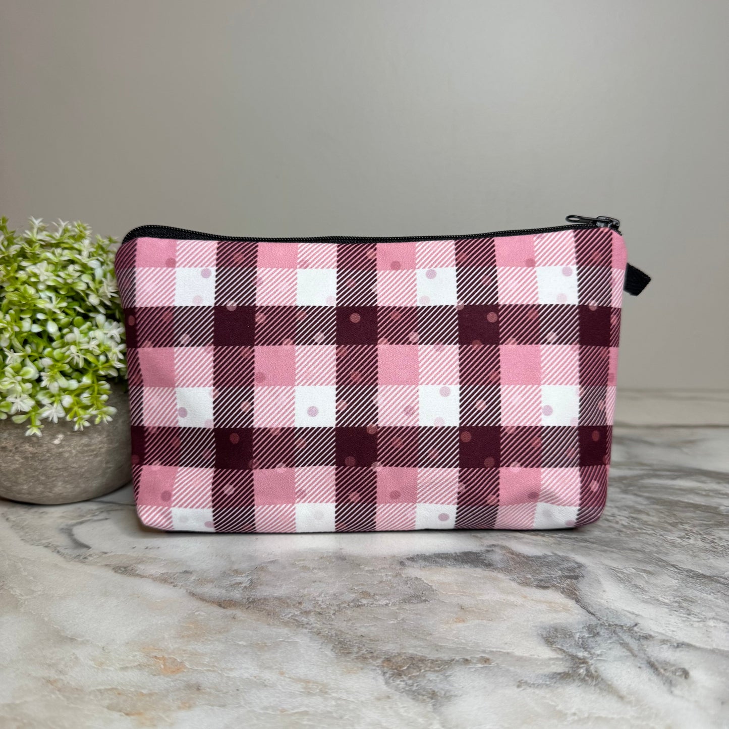 Pouch - Pink Plaid Polkadots