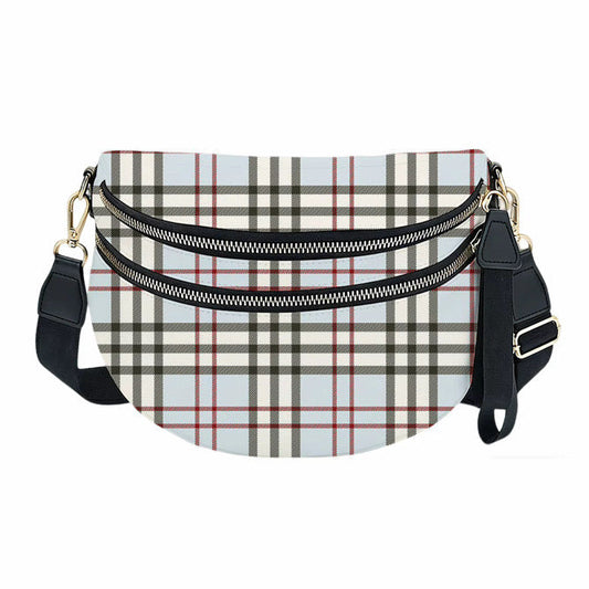 The Roni Nylon Crossbody - Plaid Blue Tan