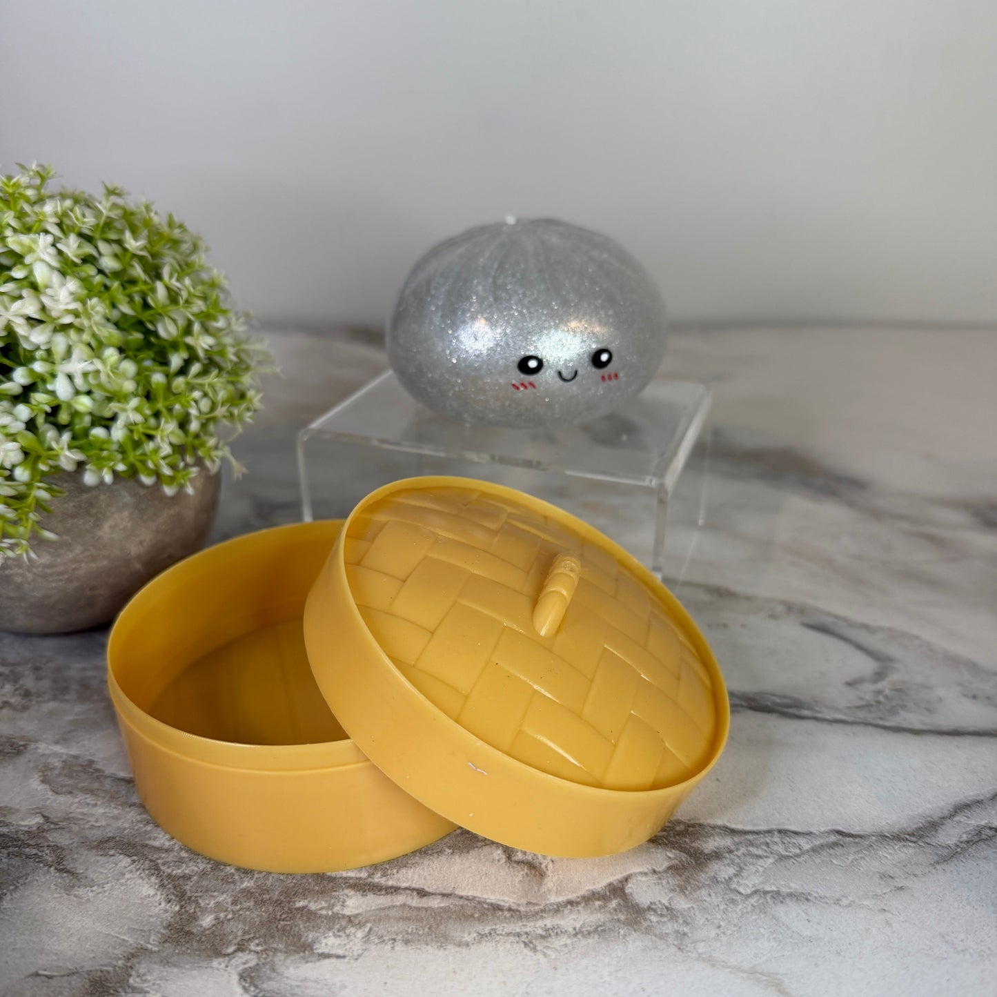 Squishy Toy - Viral Dumpling, Silver Glitter + Water Beads