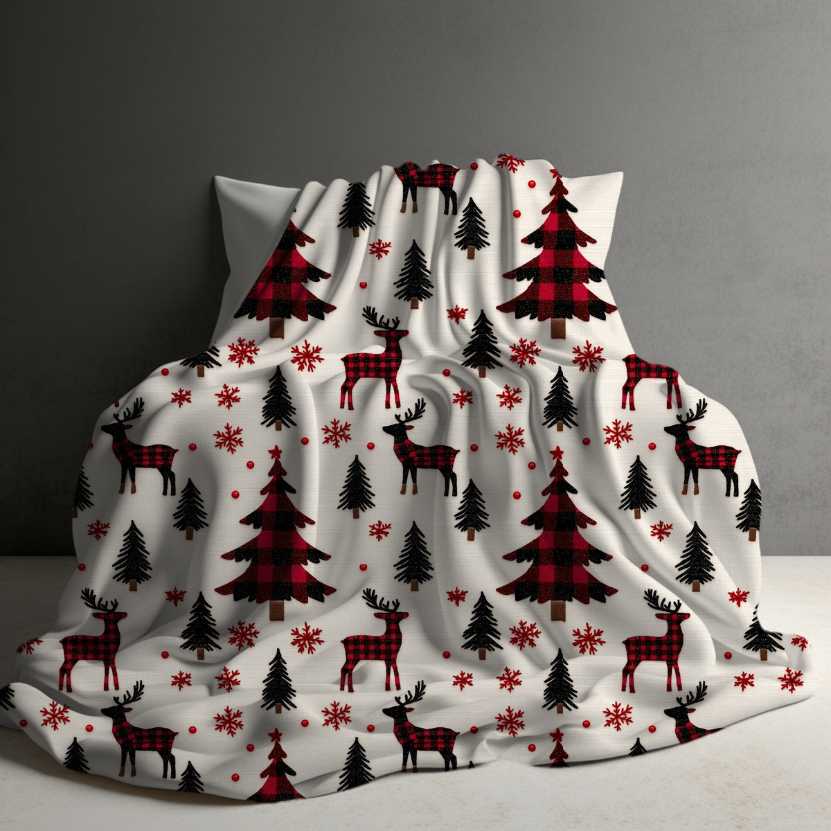 Blanket Christmas #37 - Plaid Deer Trees - PREORDER