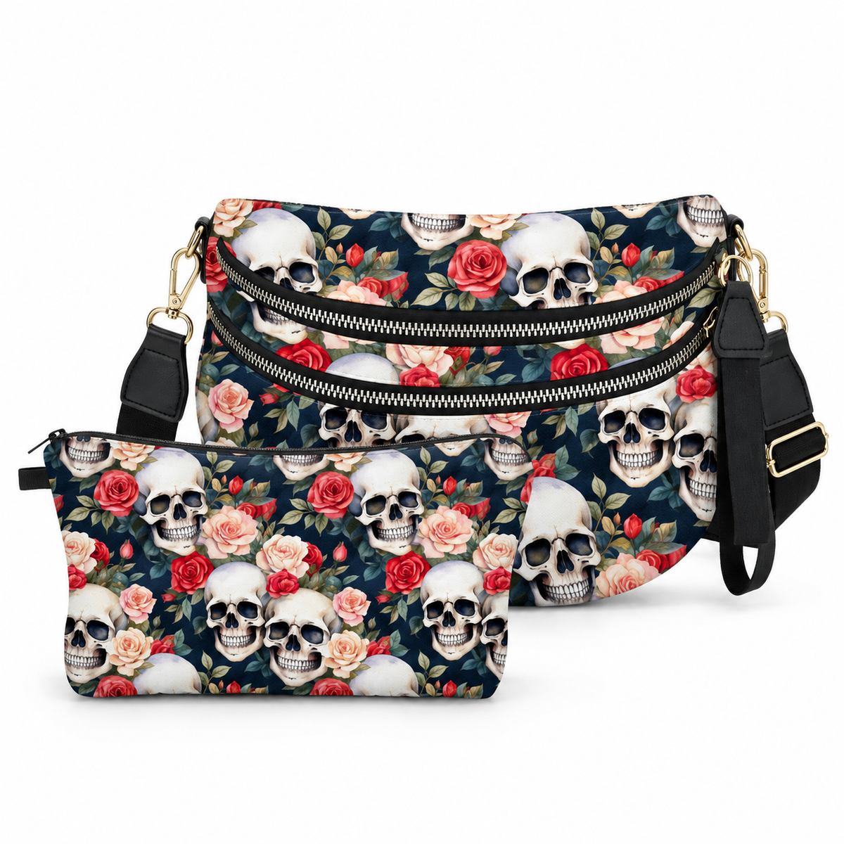 Bundled Set - Roni & Pouch - Halloween Skull Roses