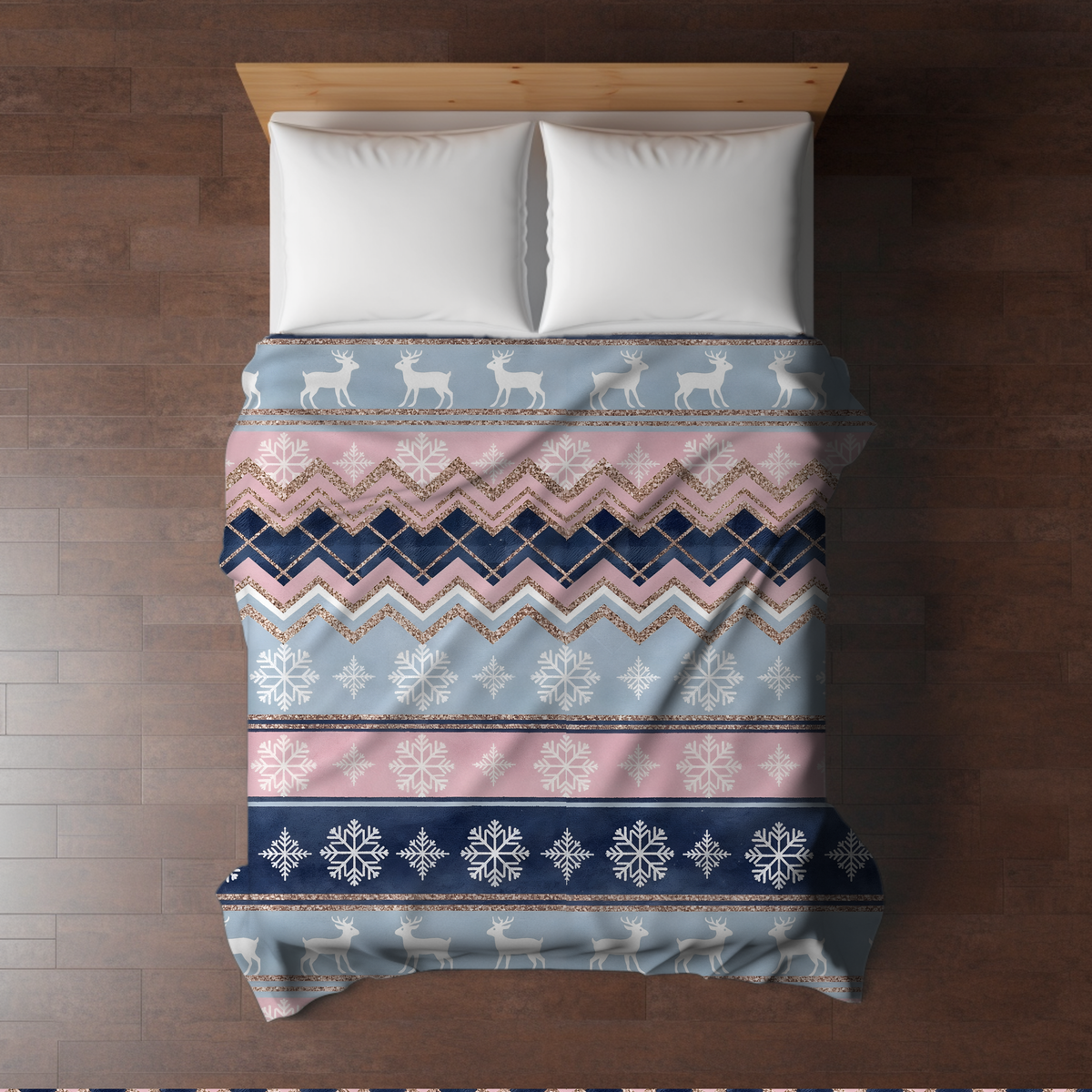 Blanket Christmas #28 - Snowflake Blue Pink - PREORDER