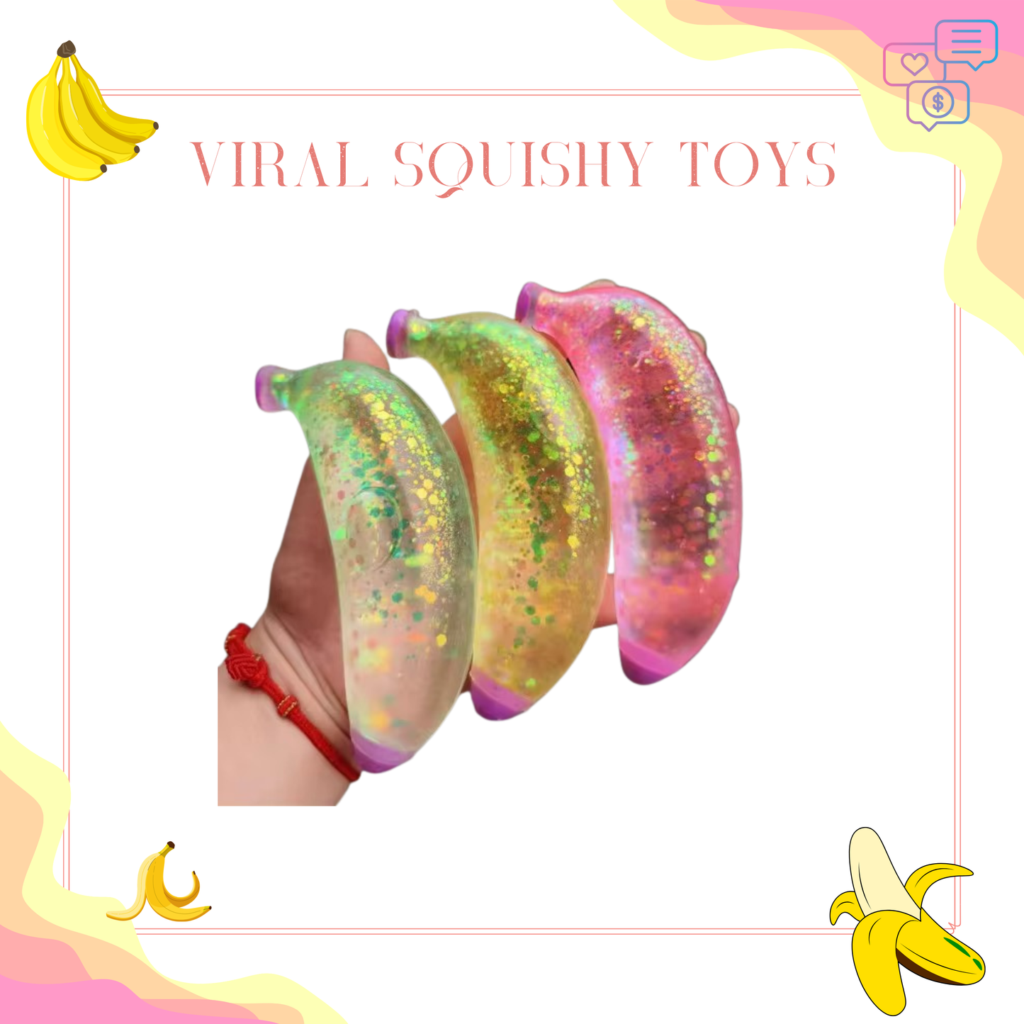 Squishy Toy - Glitter Banana - PREORDER