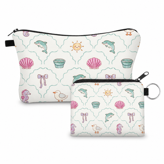 Bundled Set - Pouch & Mini Pouch - Summer Cute Scallop Things