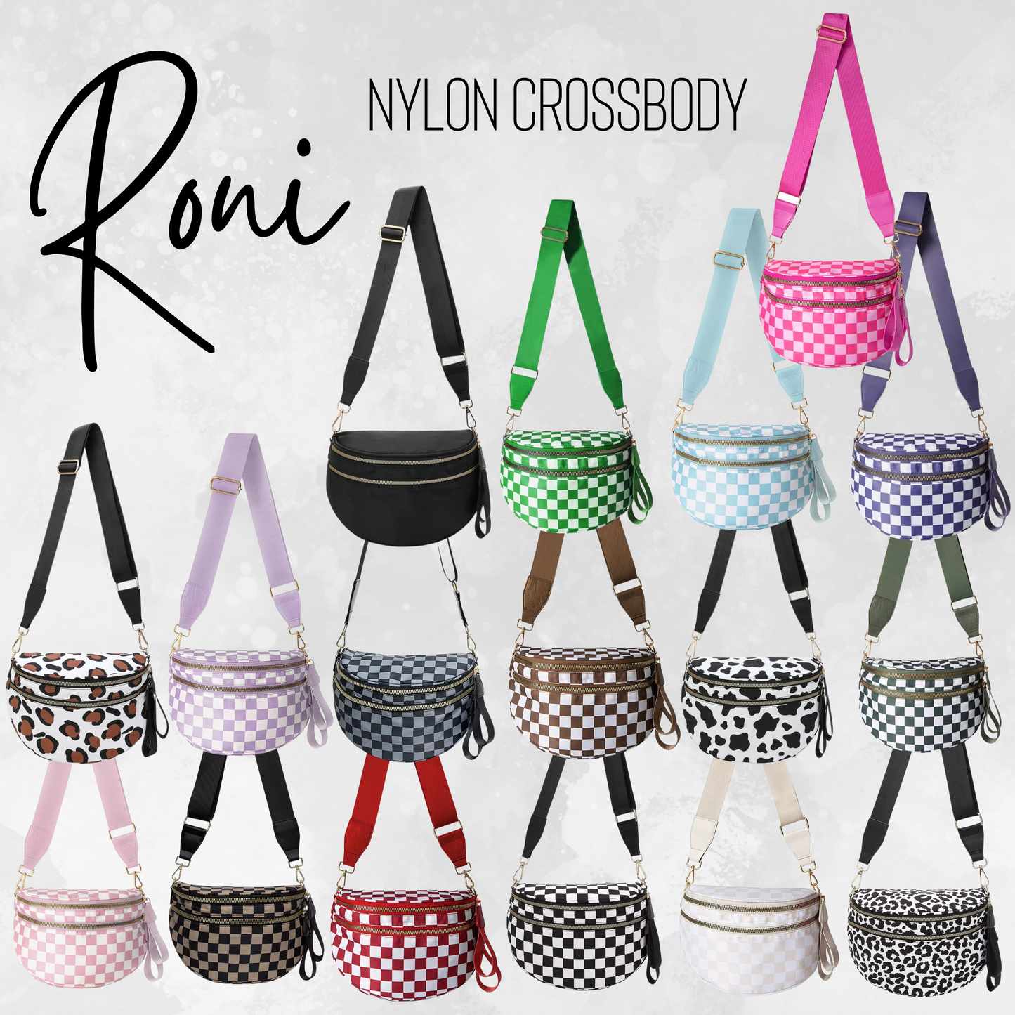 Roni - Checkered - Nylon Crossbody - Chocolate