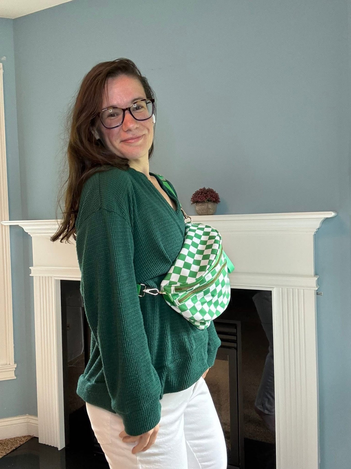 Roni - Checkered - Nylon Crossbody - Lime