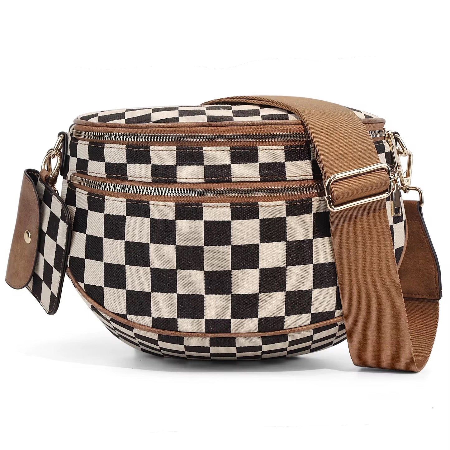 The Roni Crossbody - Canvas Tan Black Check - PREORDER